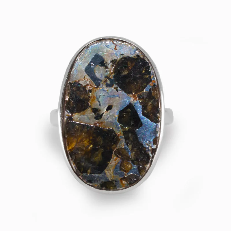 Pallasite Meteorite Ring