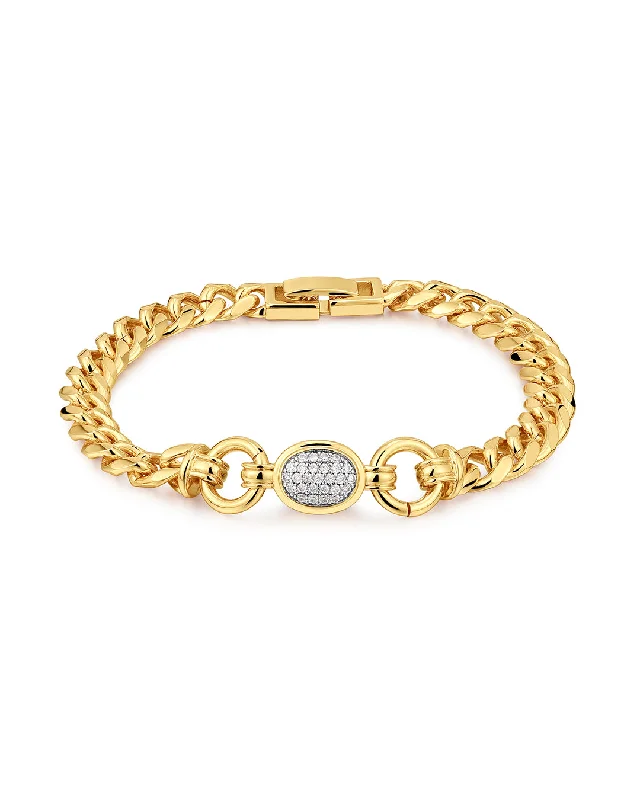 Hand-polished bangles-The Pave Oval Link Bracelet