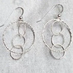 Bold cuff earrings-Silver Diamond Cut Interlocking Earrings