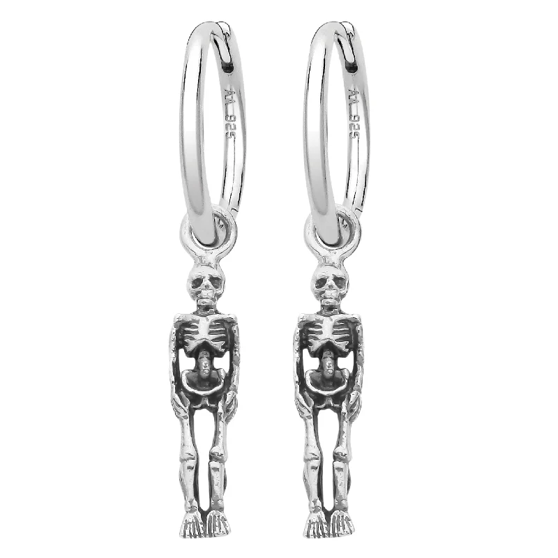 Bold cuff earrings-BONES - Sterling Silver Hoops