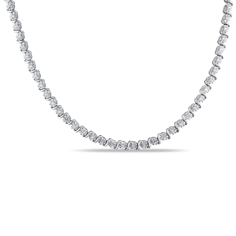 Oval gem necklaces-Miadora 1/2ct TDW Diamond Necklace in Sterling Silver - 17 in x 4.9 mm