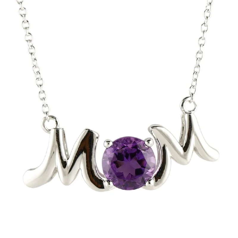 Tarnished silver necklaces-Sterling Silver 1.92ctw African Amethyst Mom Pendant Necklace, 18"L - Purple