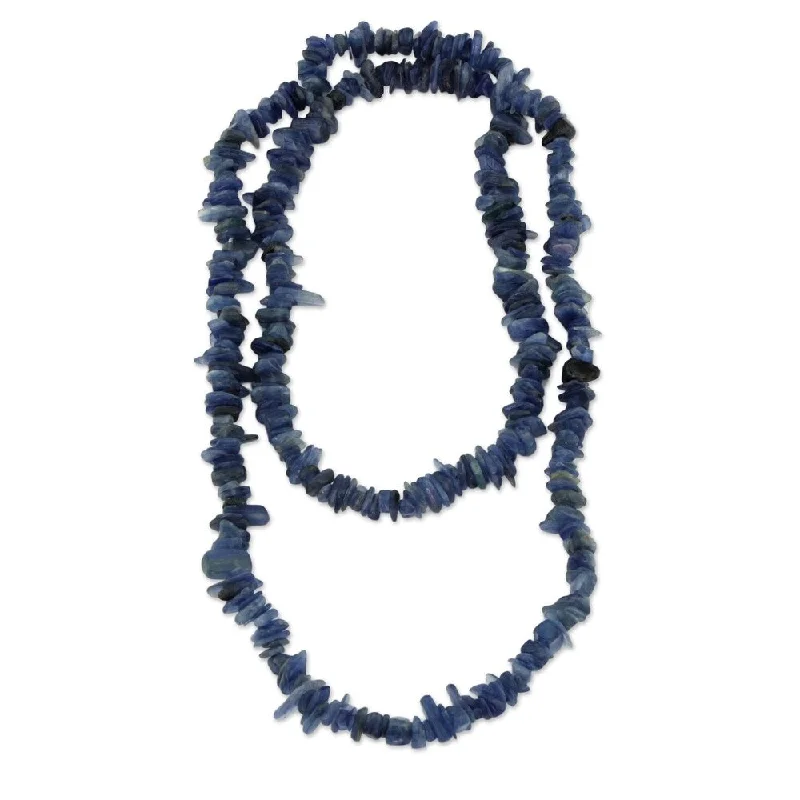 Cotton braid necklaces-Handmade Kyanite 'Deep Infatuation' Necklace (Brazil)