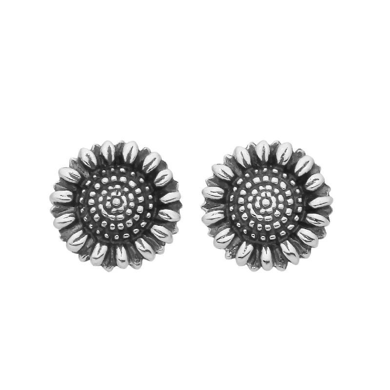 Wave design earrings-LITTLE SUNFLOWER - Sterling Silver Studs