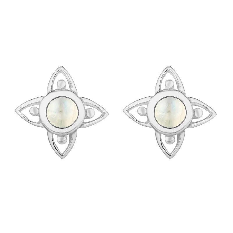 Java tile earrings-FLEUR - Sterling Silver & Moonstone Studs