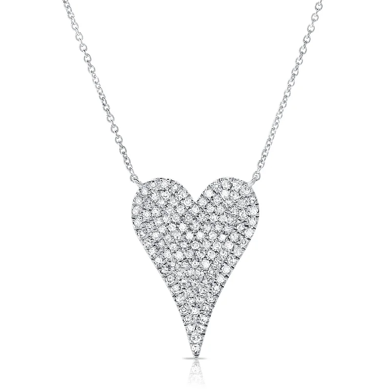 Crystal-twisted necklaces-Joelle Diamond Pave Heart Necklace Pendant 1/3 CT 14K White Gold 16-18 Inch