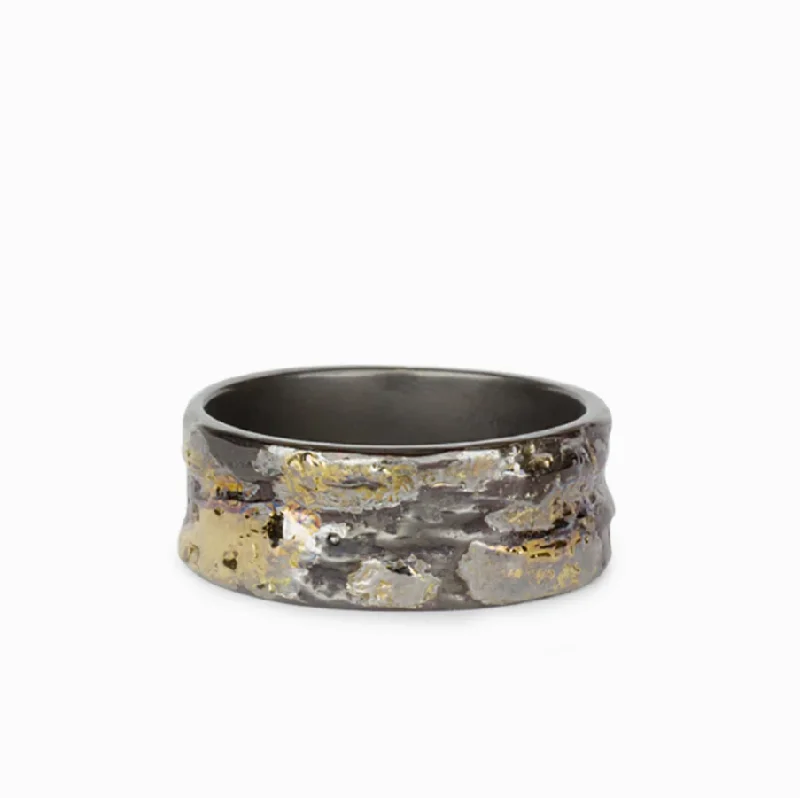 Oxidized 925 Sterling Silver & 18k Gold ring