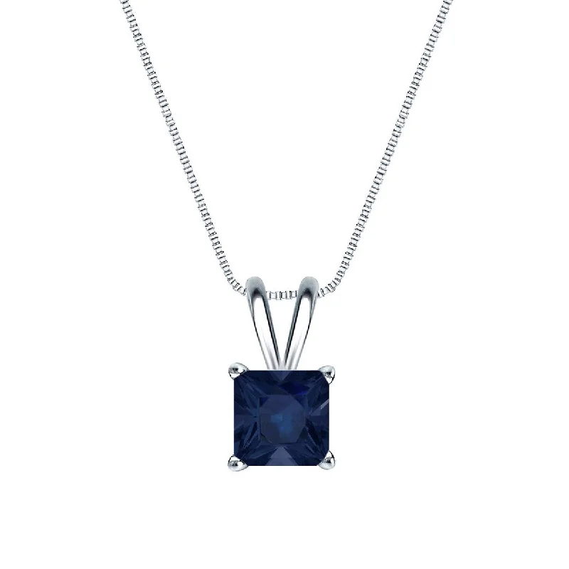 Thick bar necklaces-Auriya 14k Gold 1/2ct Princess-cut Sapphire Solitaire Necklace