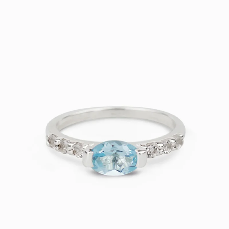 Blue Topaz and White Topaz Ring