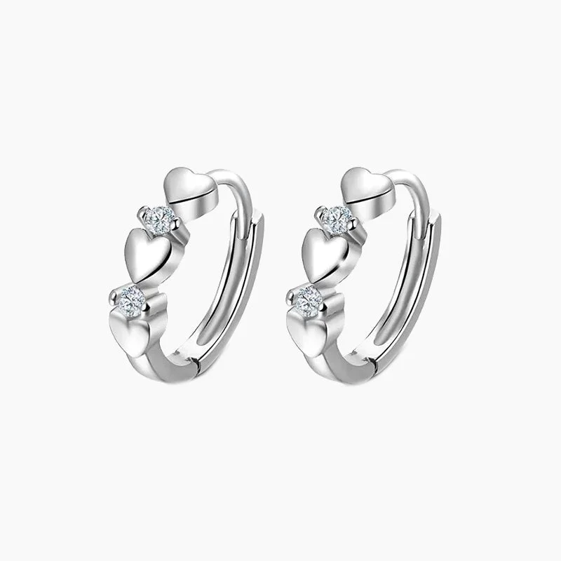 Subtle dangle earrings-Heart-shaped Zirconia Huggie Earrings For Women