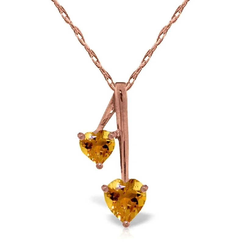 Loop knot necklaces-14K Rose Gold Hearts Necklace w/ Natural Citrines