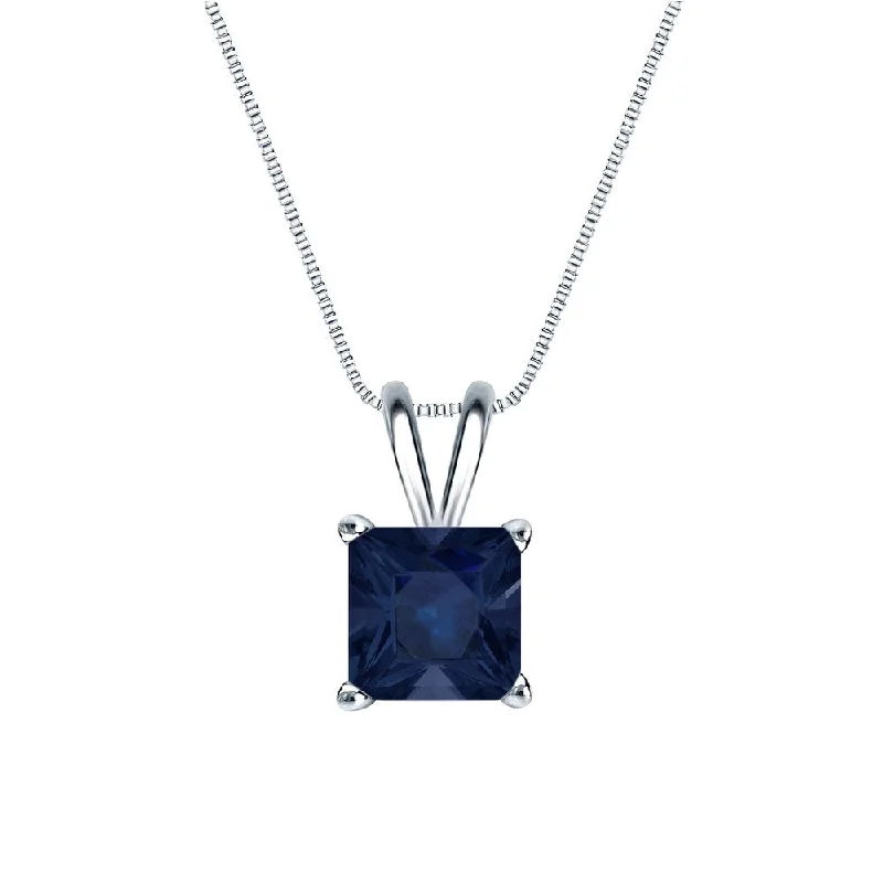 Multi-layer necklaces-Auriya 14k Gold 1 1/4ct Princess-cut Sapphire Solitaire Necklace