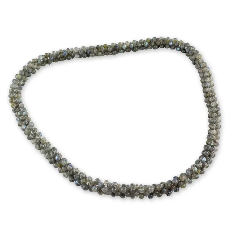 Flat knot necklaces-NOVICA Handmade Love Song Labradorite Necklace (India)