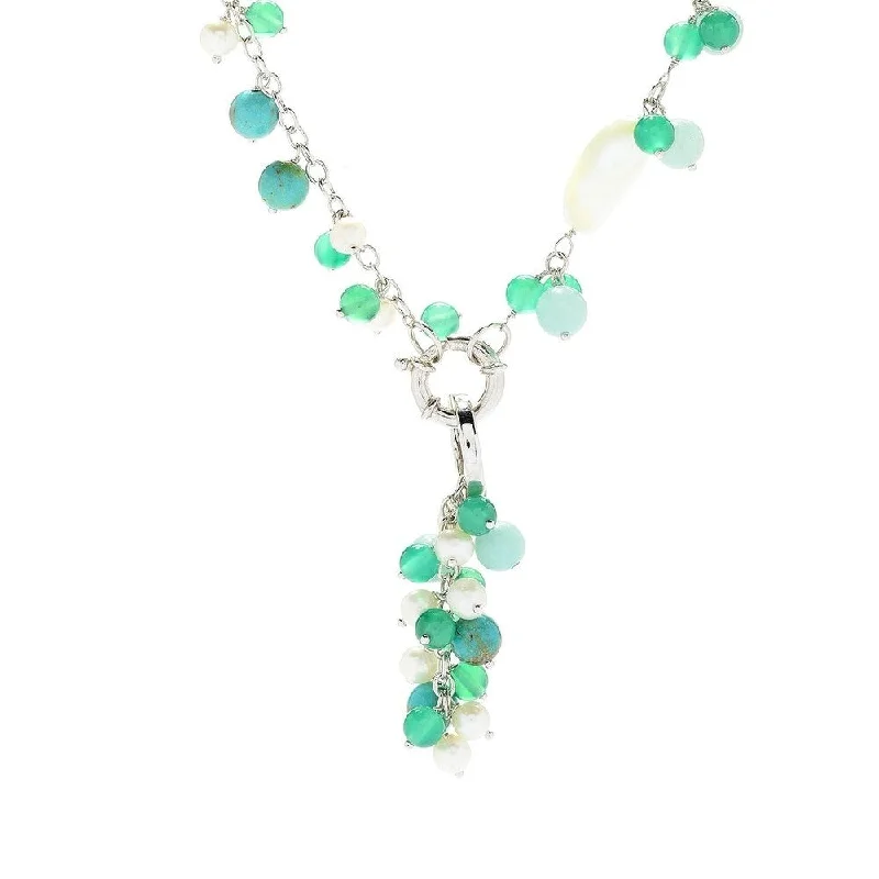 Whimsical bead necklaces-Sterling Silver 36" 12-in-1 Convertible Turquoise Beaded Necklace