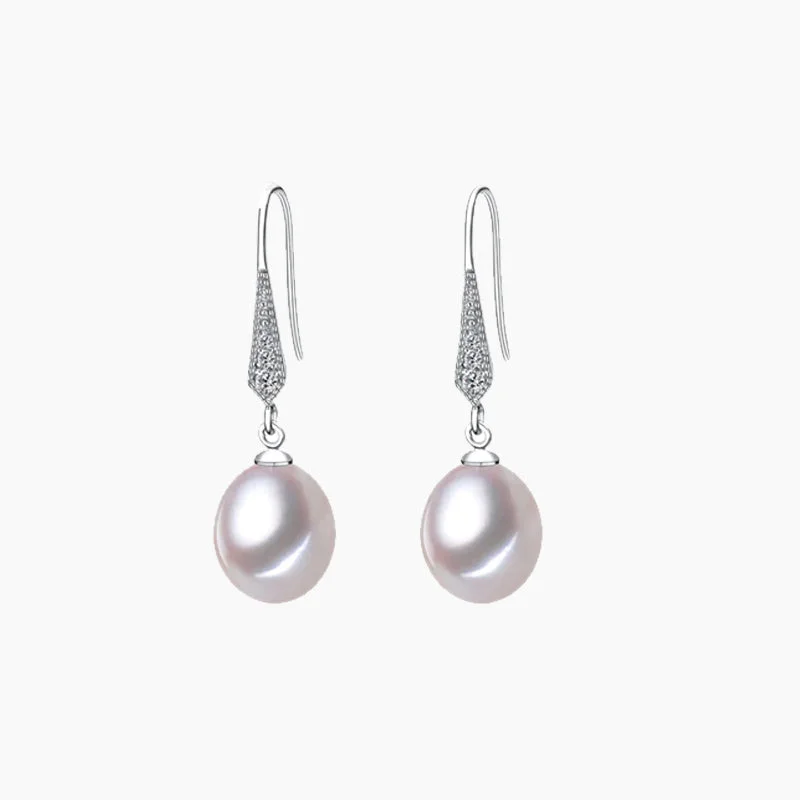 Silk cord earrings-Pearl 925 Silver Drop Earring