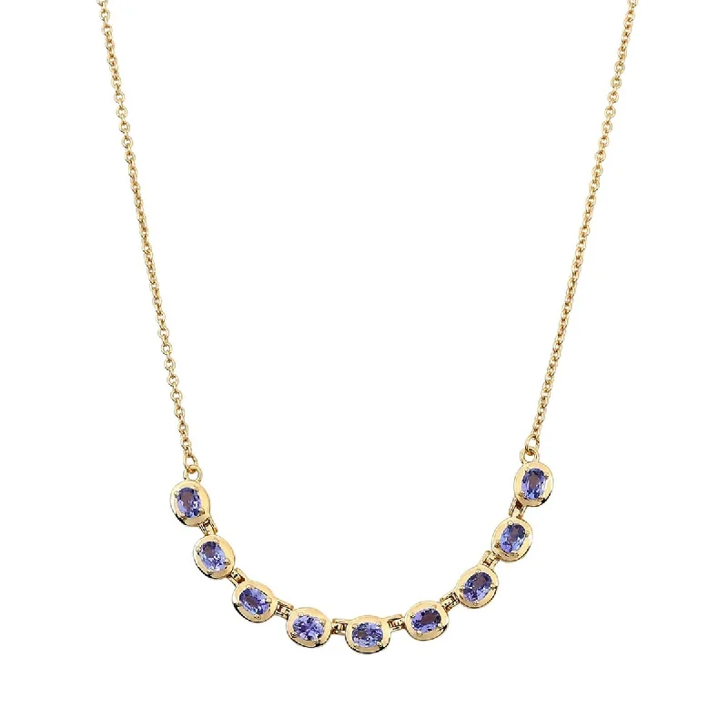 Tide shape necklaces-Yellow Gold Over Sterling Silver Tanzanite Necklace