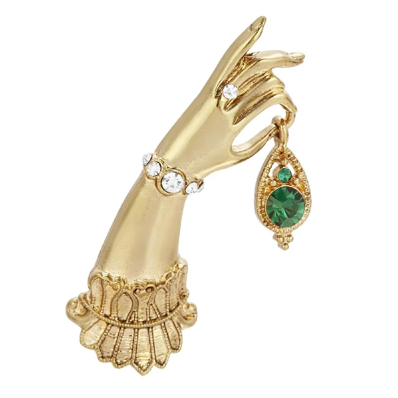 Lily motif bangles-2028 Jewelry Belle Epoch Ladies Hand With Crystal Bracelet And Ring Crystal Drop Pin