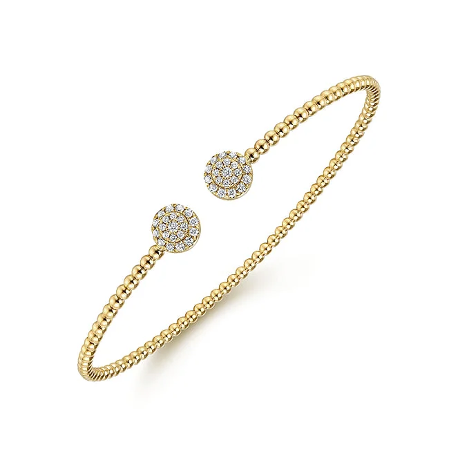 Pure link bangles-Gabriel & Co. Yellow Gold BujukanCuff Bracelets with Diamond Pave Discs