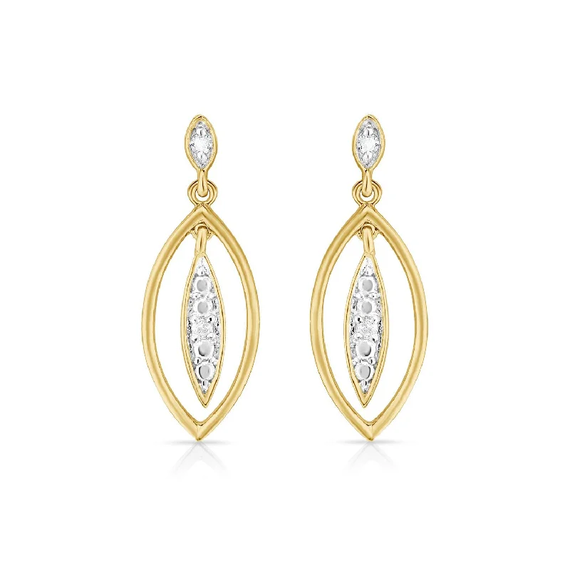 Subtle dangle earrings-Diamond Leaf Earrings