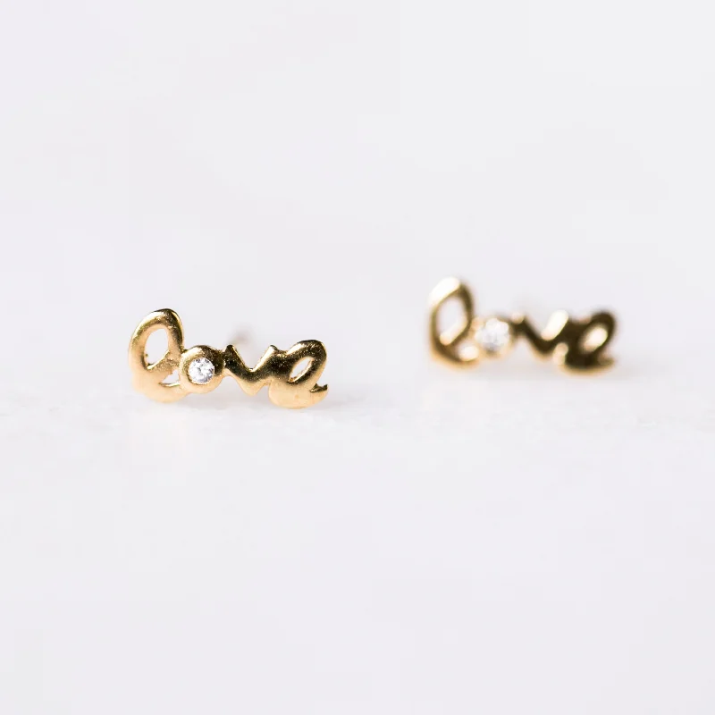 Rough texture earrings-Mini Love Earrings | 14-Karat