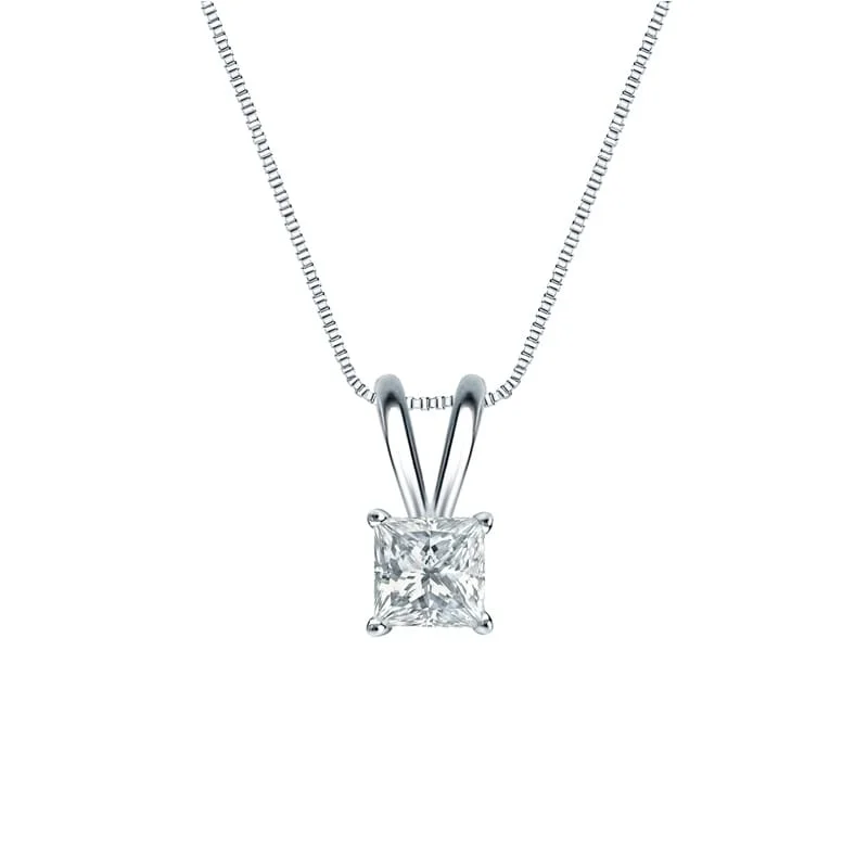 Mystic eye necklaces-Auriya 18-karat Gold 0.45ctw Princess Solitaire Lab Grown Diamond Necklace 4-Prong Basket (H-I VS) - 0.45