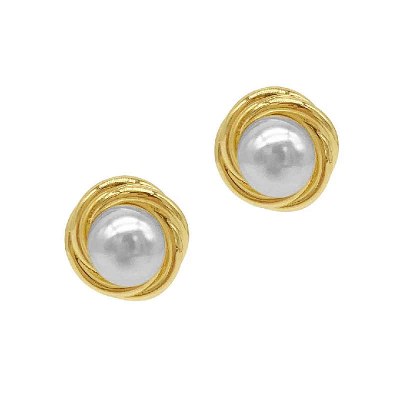 Pure gem earrings-Pearl Framed Earrings Gold