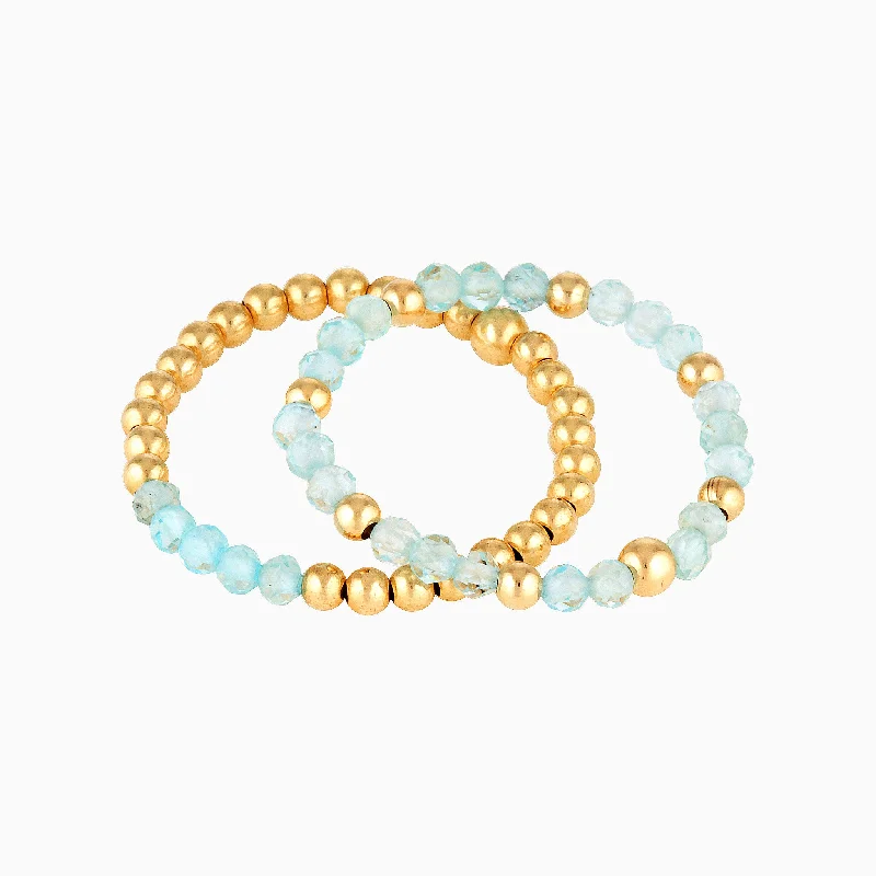 Gold Bead Ring ~ Apatite