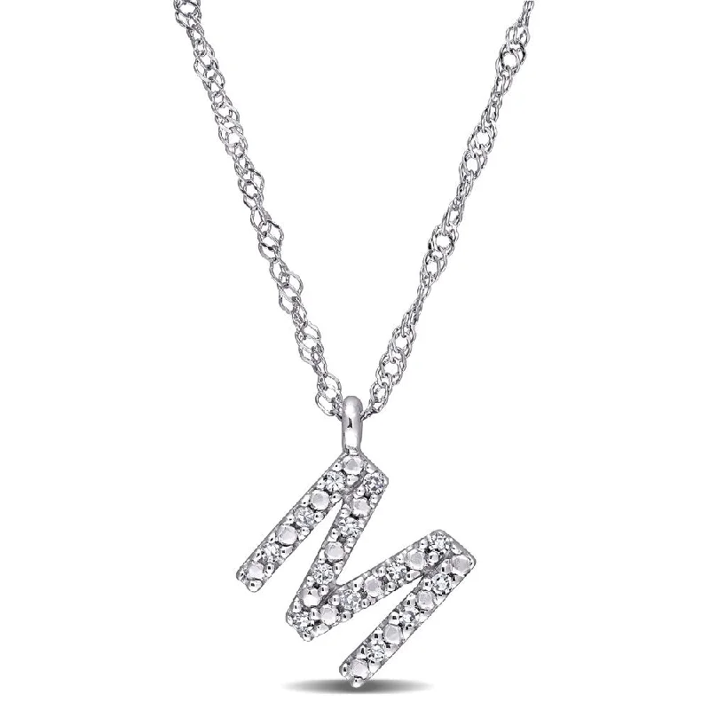 High gloss necklaces-Miadora 14k White Gold Diamond Accent M Initial Necklace