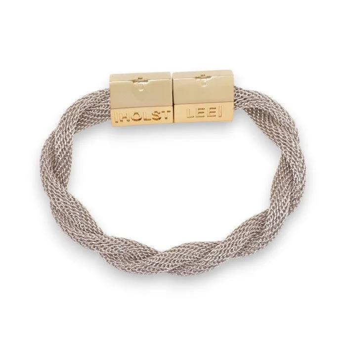 Wide chain bangles-HOLST + LEE - TWISTED MESH BRACELET