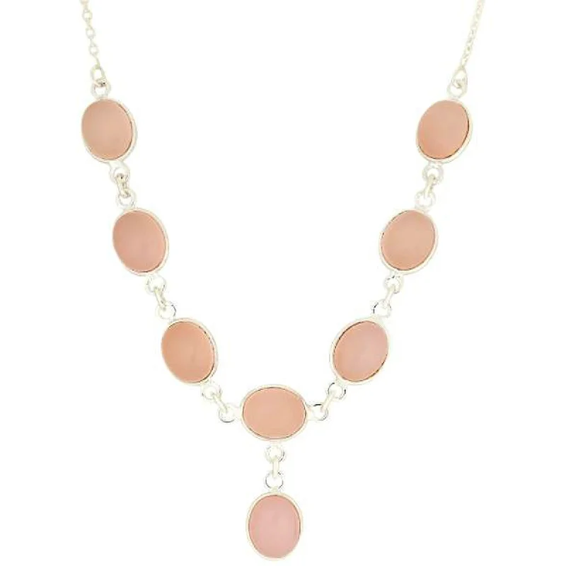 Multi-layer necklaces-925 Sterling Silver Rose Agate Gemstone Necklace