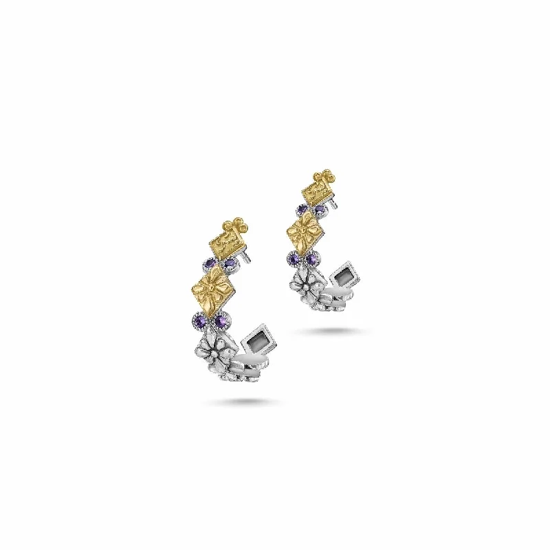 Square stud earrings-Floral Tribal Earrings