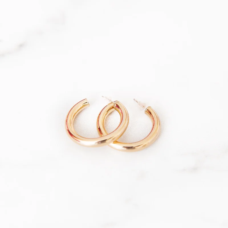 Pink gold earrings-Classic Thick Gold Hoop Earrings