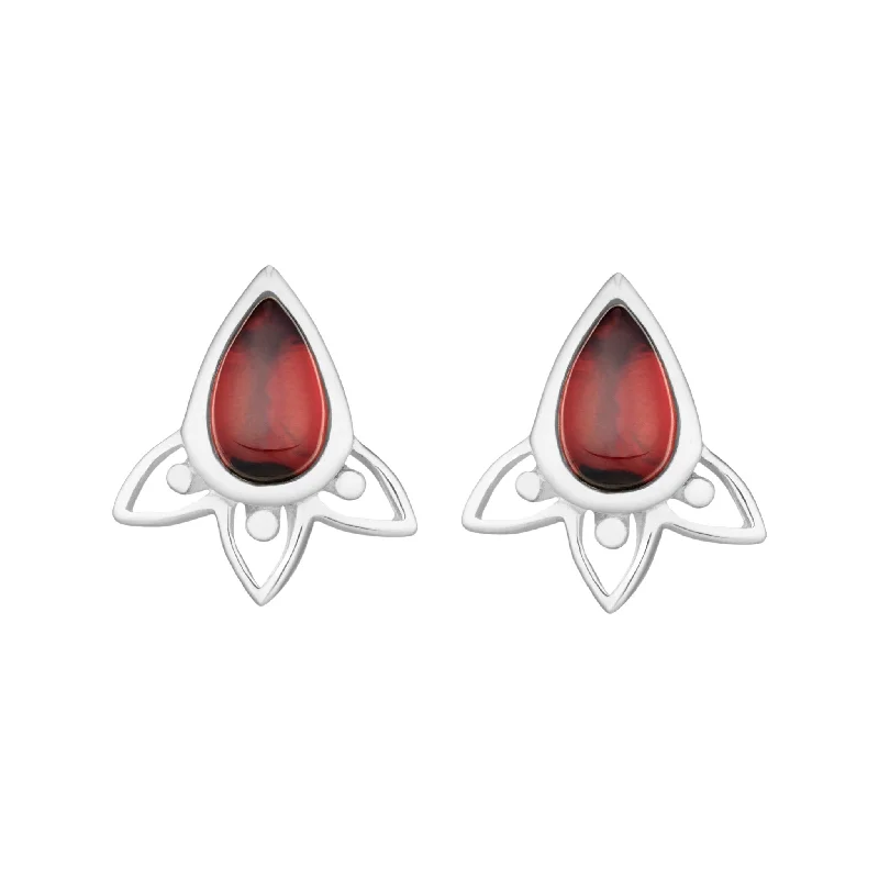 Fine triangle earrings-ARIA - Sterling Silver & Garnet Studs