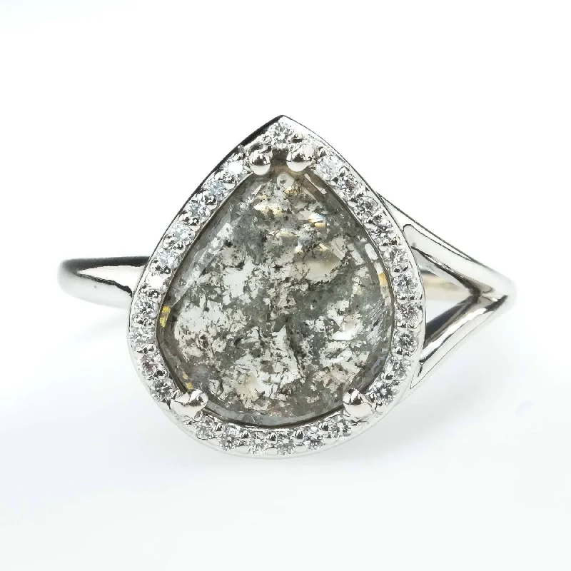 Old cameo engagement rings-1.16ctw Diamond Slice with Diamond Accents Halo Ring in 14K White Gold