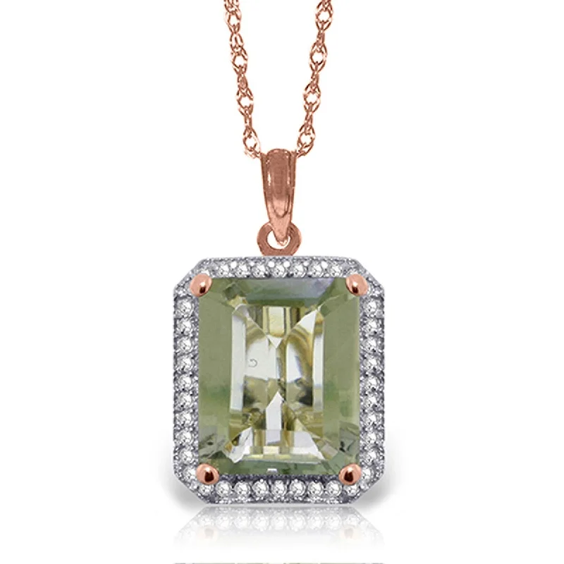 Layered link necklaces-5.55 Carat 14K Solid Gold Isabella Green Amethyst Diamond Necklace