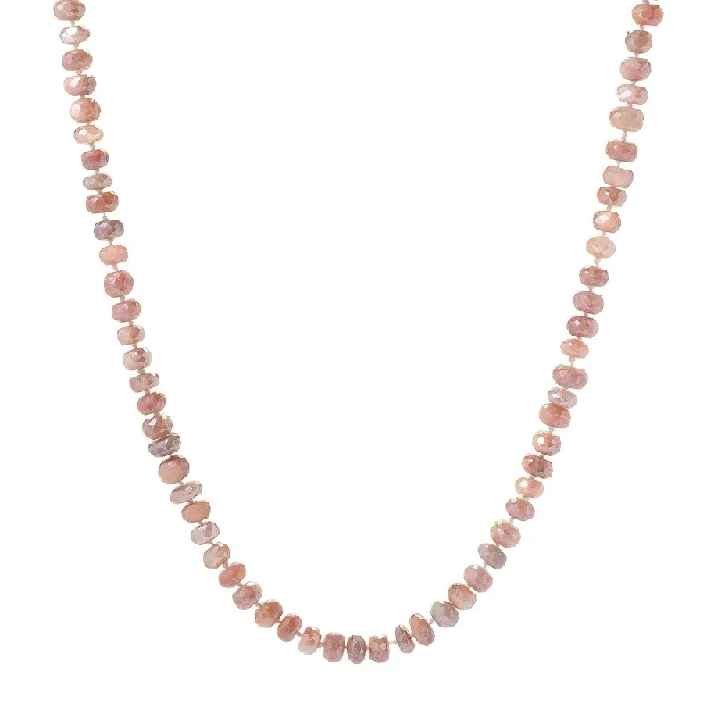 Drape-style necklaces-35" Peach Moonstone Endless Beaded Necklace