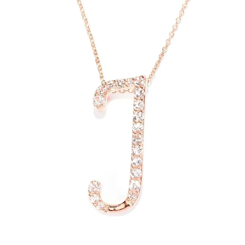 Soft thread necklaces-18k Rose Gold over Sterling Silver Round Morganite Initial J Necklace