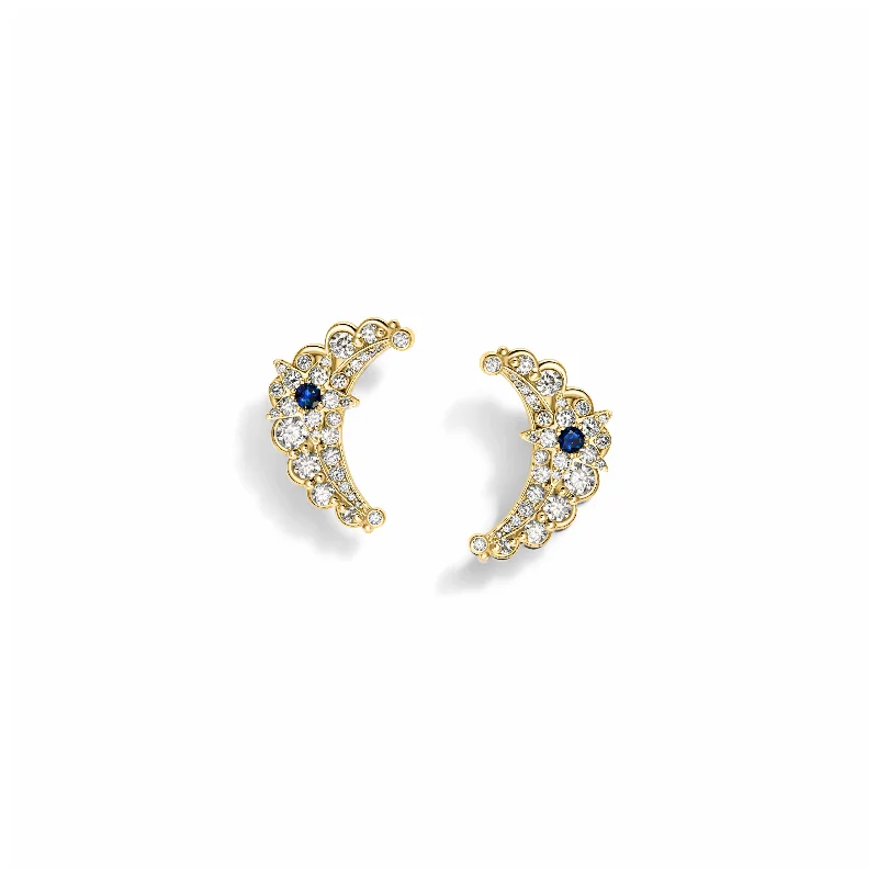 Tide drop earrings-Crescent Diamond Earrings