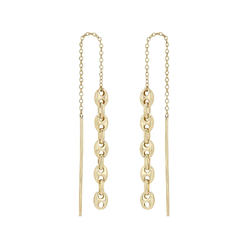 Bead weave earrings-14k Gold Small Mariner Chain Drop Threaders