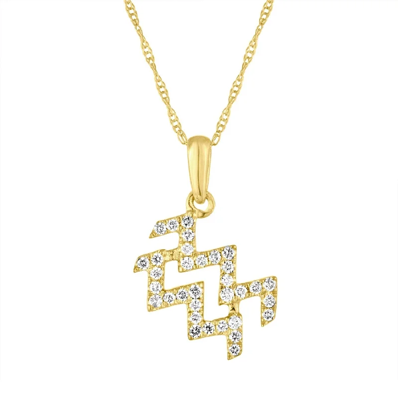 Polished name necklaces-Zodiac Diamond Necklace 14K Yellow Gold