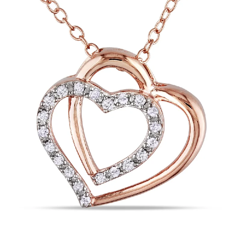 Stamped monogram necklaces-Miadora Rose Silver 1/10ct TDW Diamond Heart Necklace