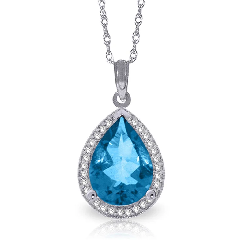 Round pendant necklaces-4.66 Carat 14K Solid Gold Lana Blue Topaz Diamond Gemstone Necklace