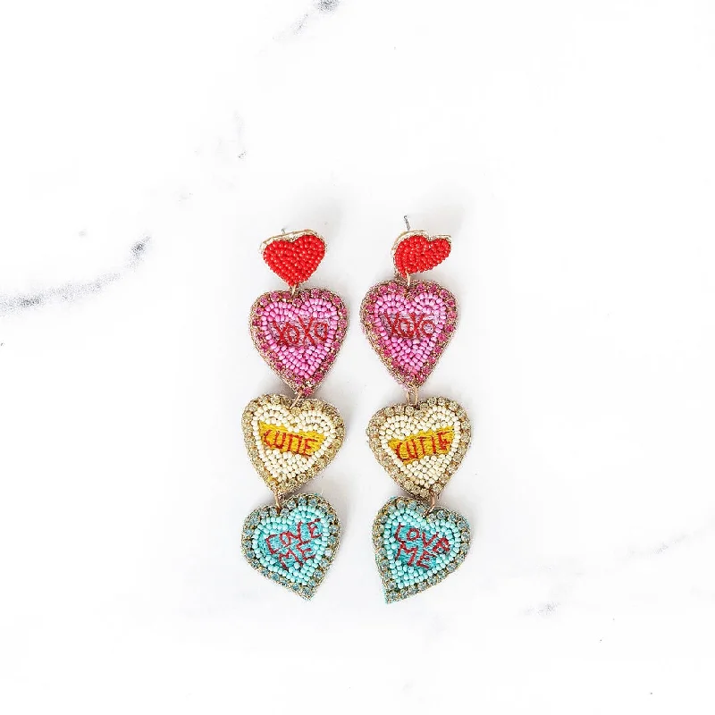 Trekker braid earrings-XOXO Conversation Heart Beaded Earrings