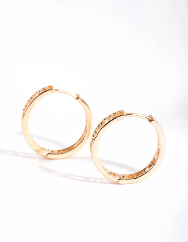 Playful pair earrings-Gold Roman Numeral Hoop Earrings