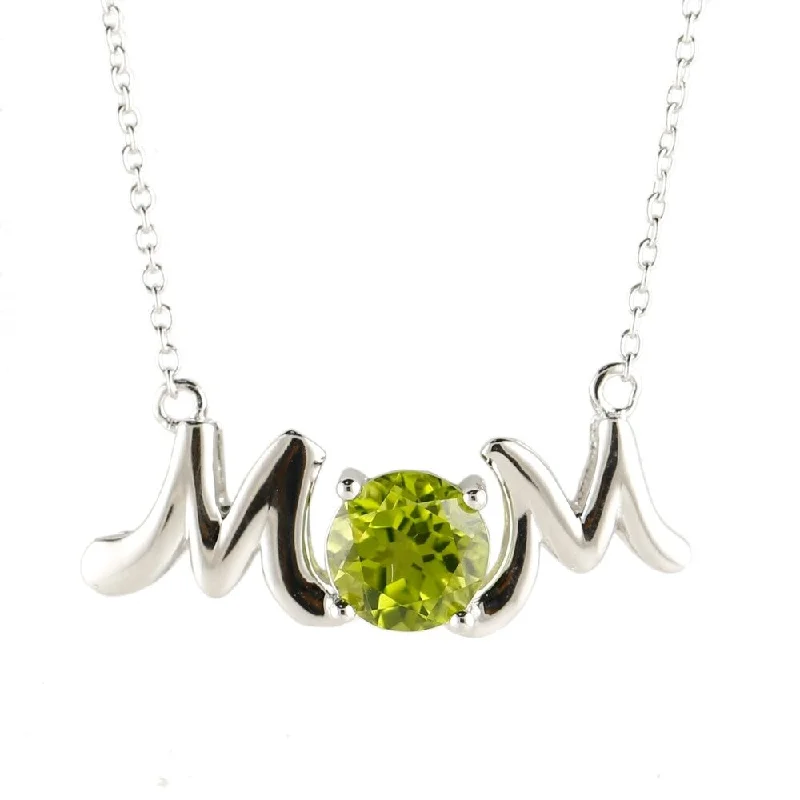 Haze glass necklaces-Rhodium o/ Sterling Silver 2.25ctw Peridot Mom Pendant Necklace, 18"L - Green