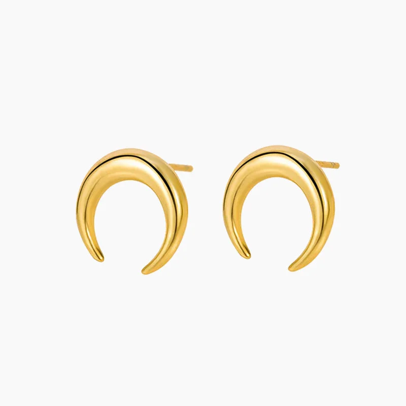 Radiant star earrings-Sterling Silver Crescent Earring Stud