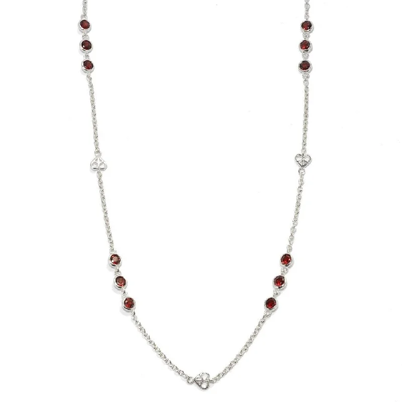 Light wood necklaces-Sterling Silver Red Garnet Round Bezel Set Necklace