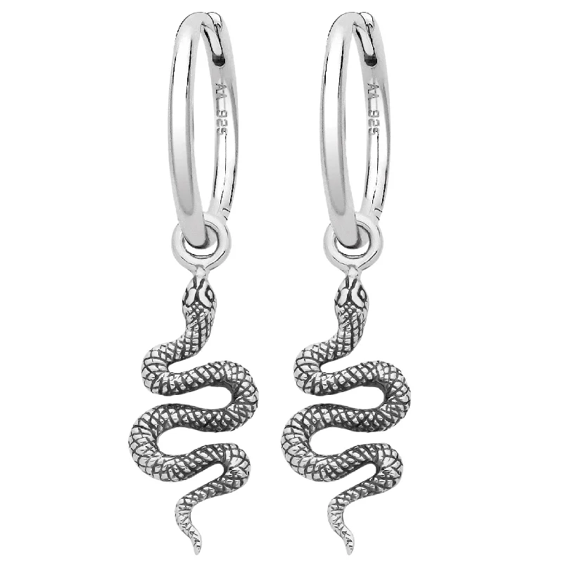 Woven cord earrings-SERPENT - Sterling Silver Hoops