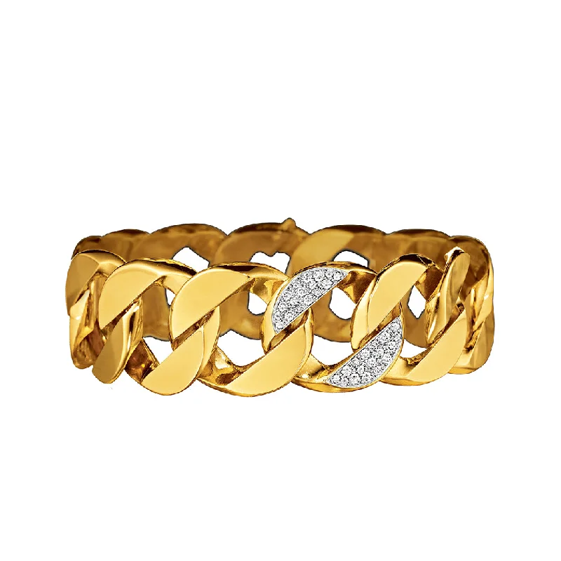 Subtle accent bangles-Curb-Link Bracelet in Diamond and Gold