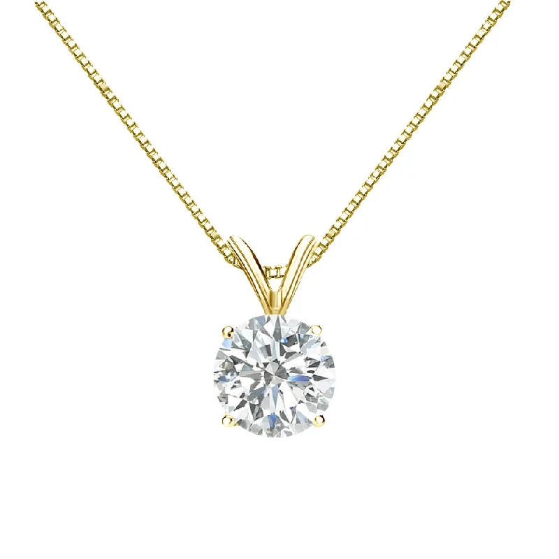 Radiant pearl necklaces-Auriya 1ctw Round Solitaire Diamond Necklace 18k Gold (I-J, SI2-SI3)